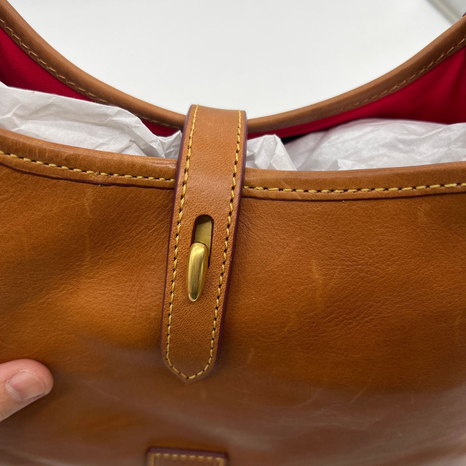 Dooney & Bourke Dooney & Bourke Florentine Leather Crescent Hobo Brown Size ONE SIZE - 13 Thumbnail