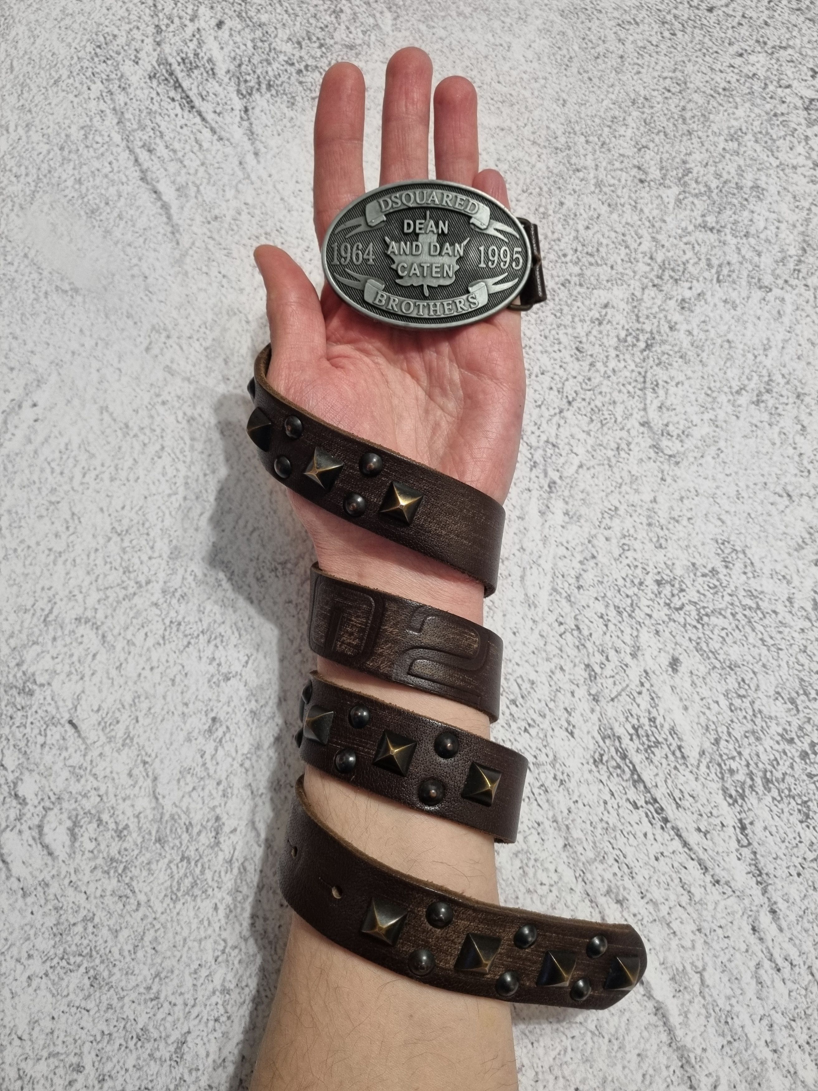 Vintage Vintage Dsquared Logo Leather Studded Belt Size ONE SIZE - 1 Thumbnail