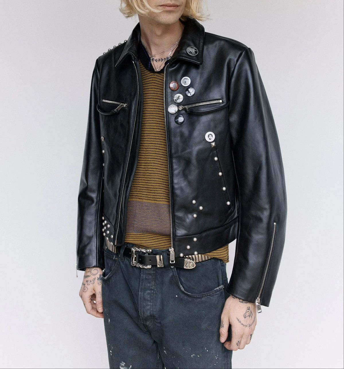 Enfants Riches Deprimes SID LEATHER JACKET WITH BROACH & STUDS Size US XL / EU 56 / 4 - 13 Thumbnail