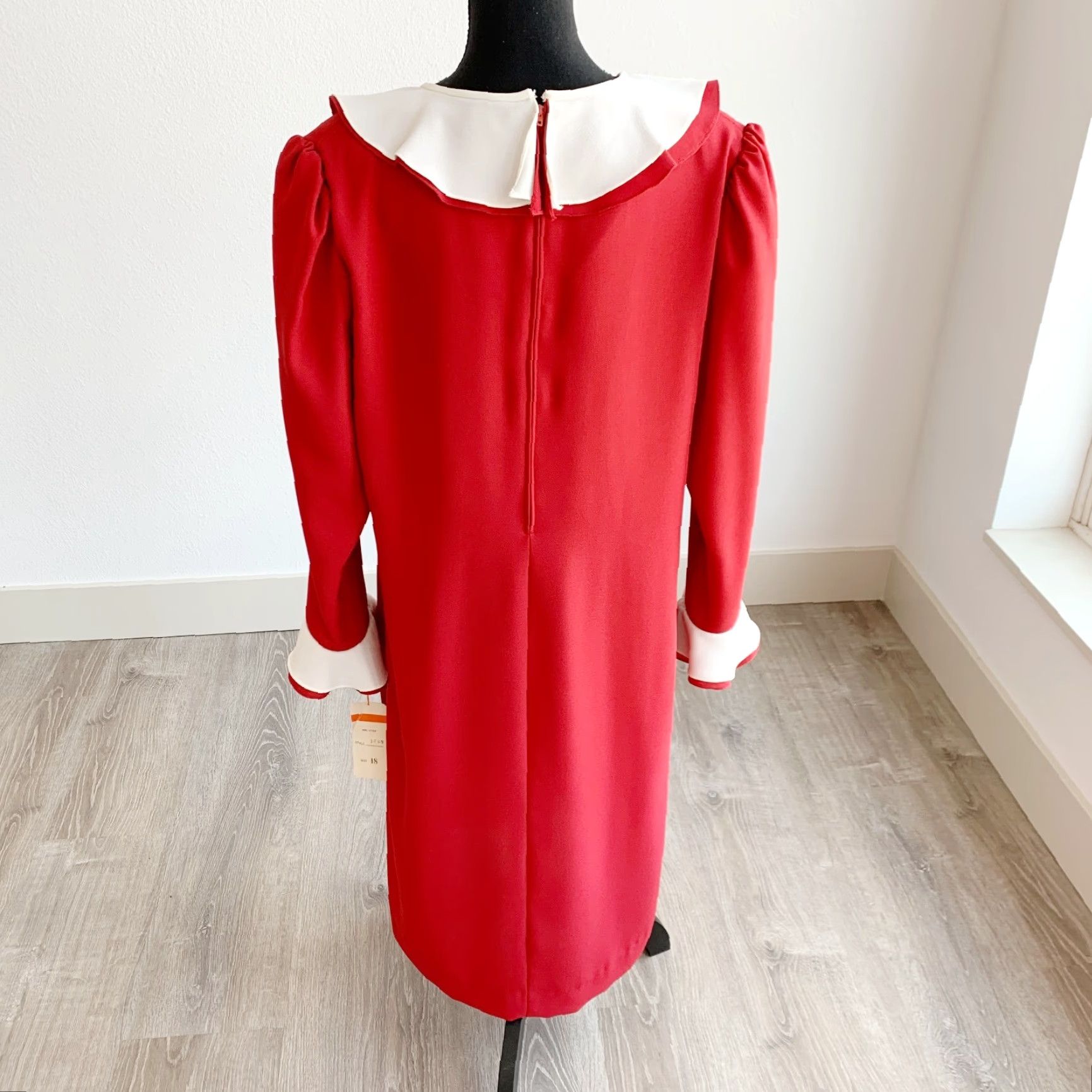Vintage VINTAGE Lawrence Greer NWT Burgundy Ruffle V-Neck Twee Dress Shirt Midi Dress 18 Womens Birthday Party/Cocktail Womens Size XXL / US 16-18 / IT 52-54 - 5 Thumbnail