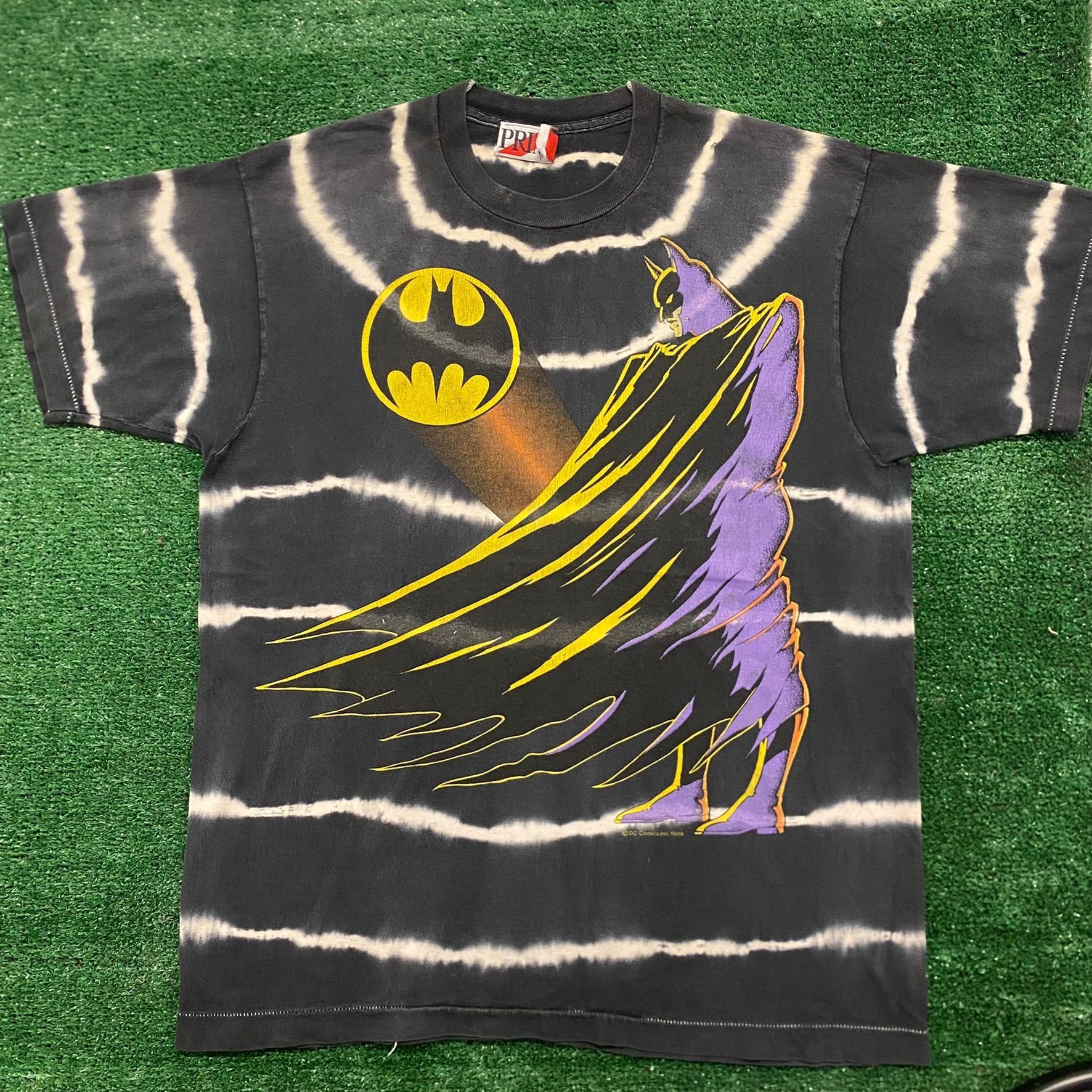 DC Comics Vintage 80s Batman Tie Dye Baggy Single Stitch AOP T-Shirt Size US XL / EU 56 / 4 - 1 Thumbnail