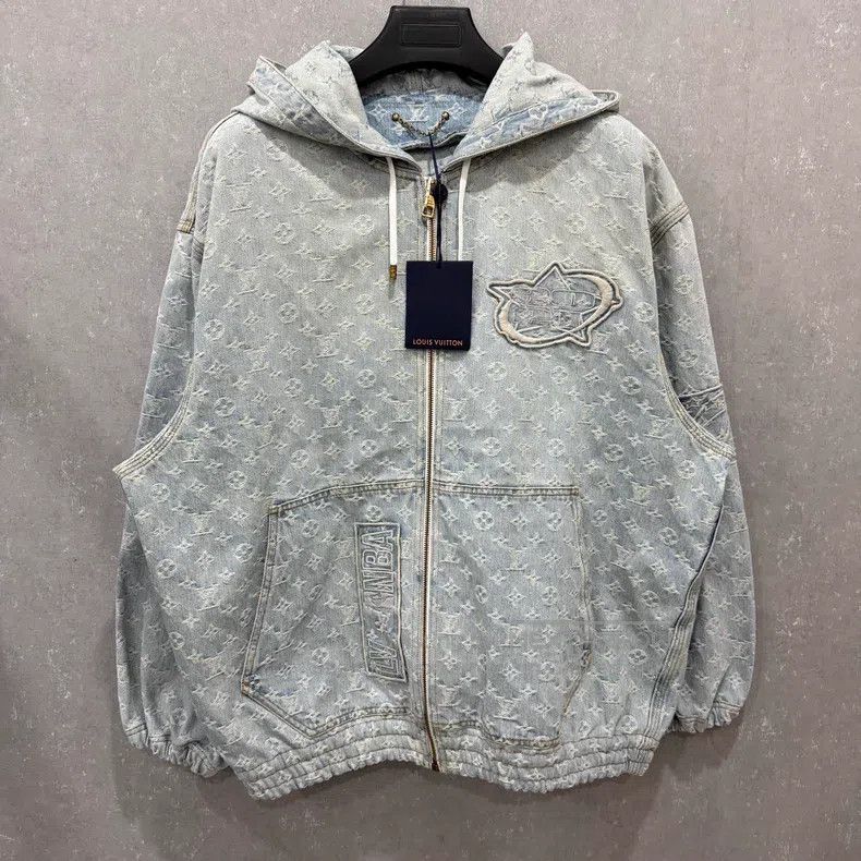 Louis Vuitton Louis Vuitton NBA Signature Embroidered Hooded Denim Jacke Size US XL / EU 56 / 4 - 2 Thumbnail