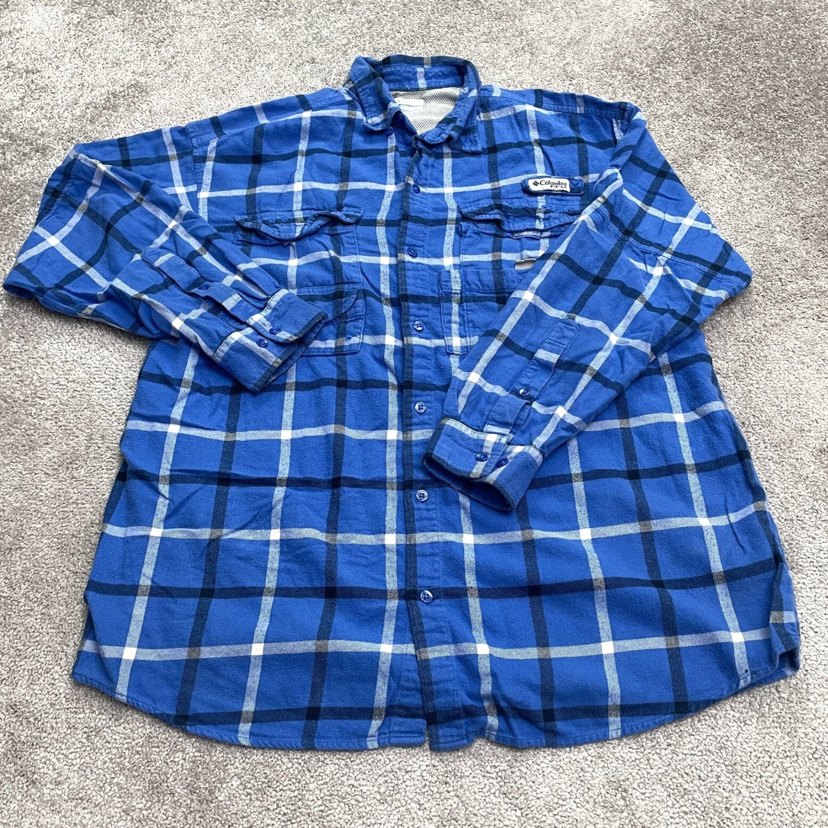 Vintage Columbia Shirt Mens Large Blue Plaid Flannel Long Sleeve Button-Down Cotton Top Size US L / EU 52-54 / 3 - 2 Thumbnail
