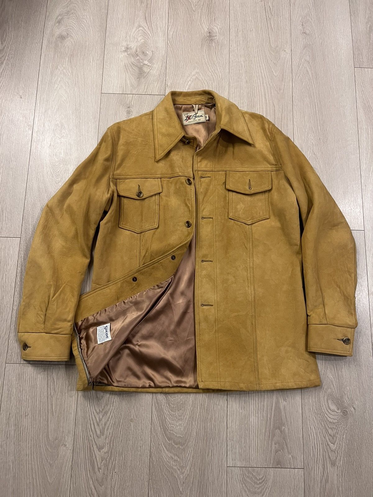 image of L L Bean x Leather Jacket Vintage 70's Ll Bean Suede Leather Jacket Made In Usa Lined in Brown/Yell