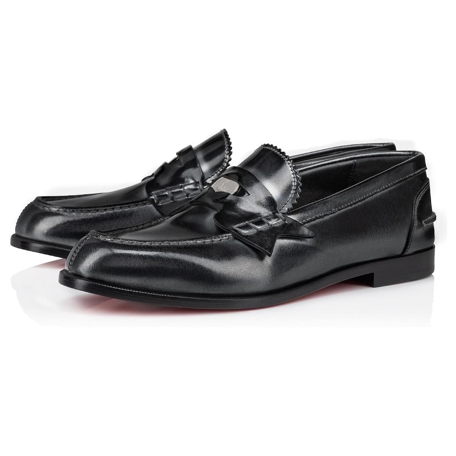 Christian Louboutin oc11z0325 Penny Flat Calf Brush in Silver/Black Size US 9.5 / EU 42-43 - 1 Thumbnail