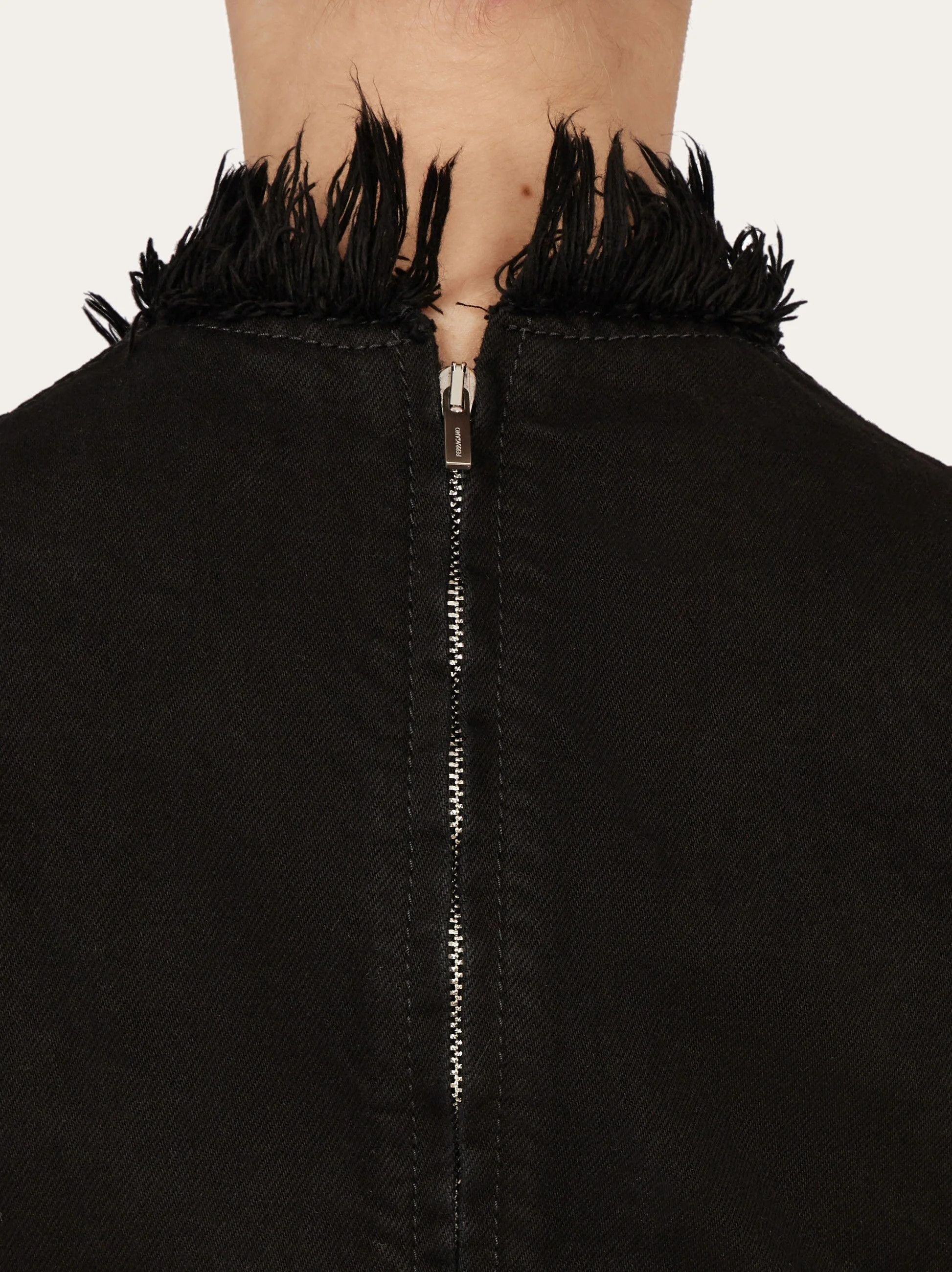Salvatore Ferragamo o1s1rm0426 Frayed Edges Mini Dress in Black Size L / US 10 / IT 46 - 6 Thumbnail