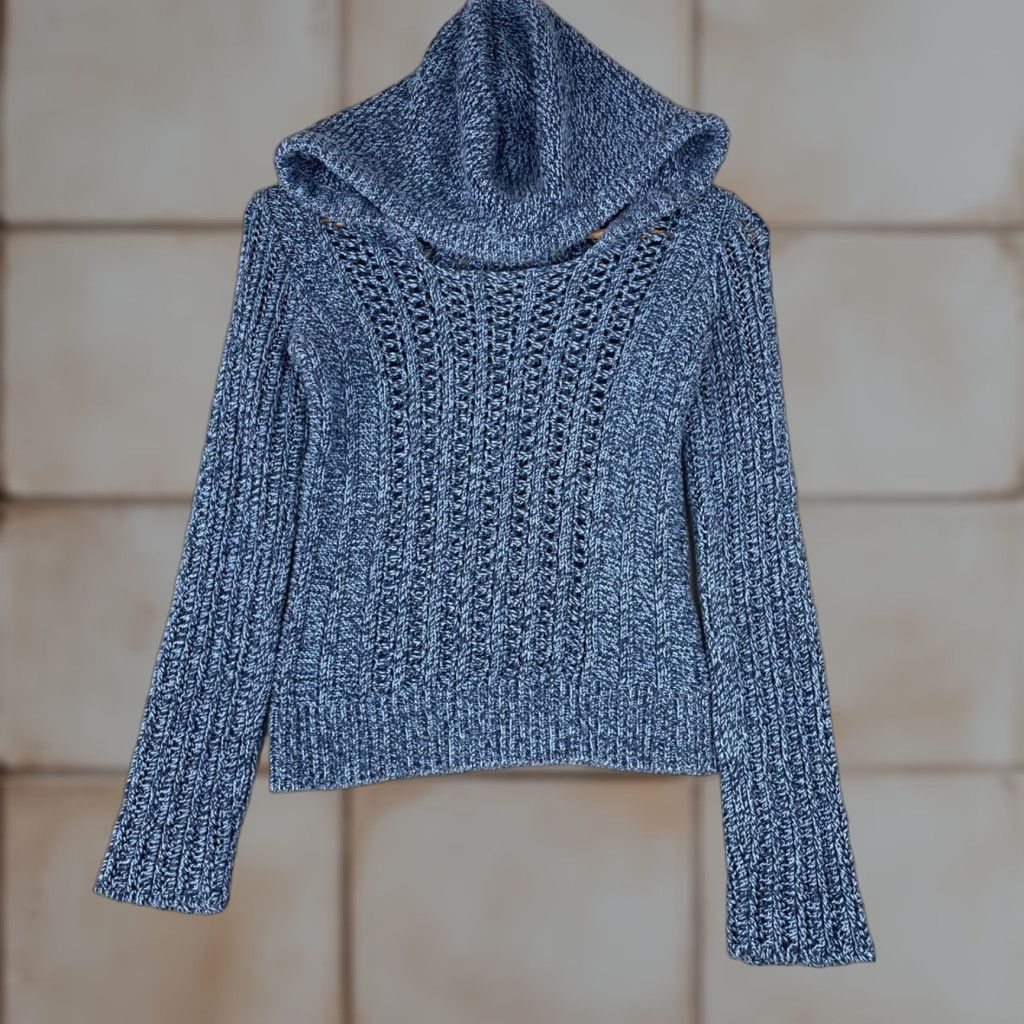 American Eagle Outfitters VINTAGE American Eagle Hoodie Sweater Womens XS Blue Marled Knit Hooded Y2K Bella Swan Size XS / US 0-2 / IT 36-38 - 1 Thumbnail