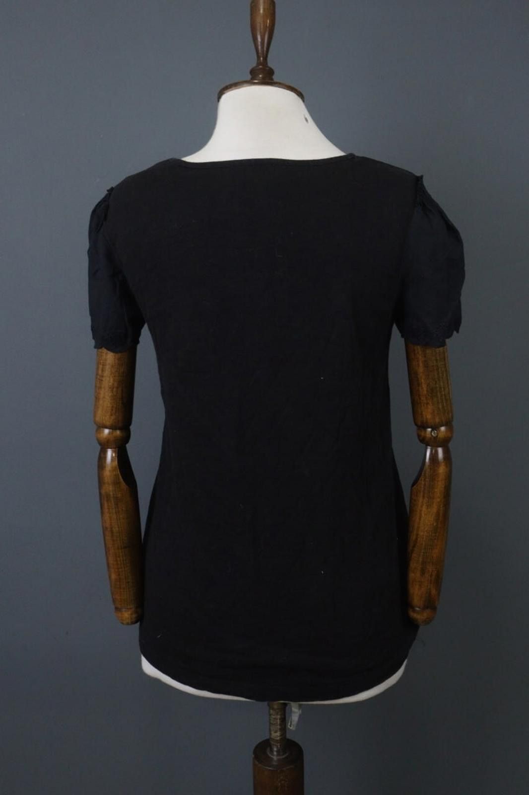 Designer ME+EM Black Cotton Crew Neck Puff Sleeve Blouse Top Size 6 Size M / US 6-8 / IT 42-44 - 7 Thumbnail