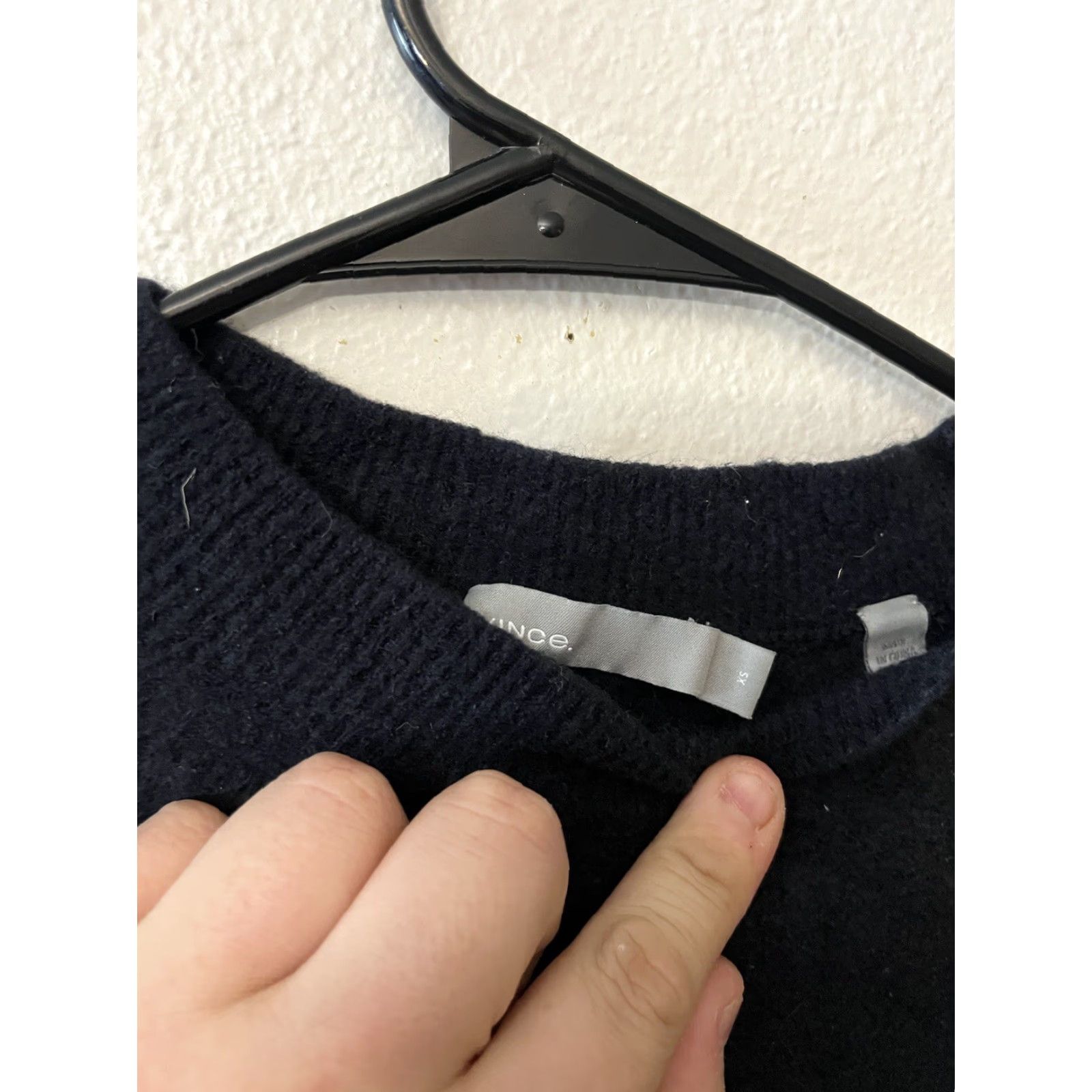 Vince Vince Womens Sweater Long Sleeves Crew Neck Black Wool Blend Size XS Size XS / US 0-2 / IT 36-38 - 3 Thumbnail