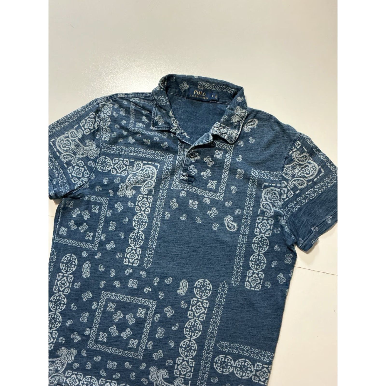 Polo Ralph Lauren Polo Ralph Lauren Polo Shirt Bandana Paisley Indigo Blue All Over Print S/S Sz.S Mens Size US S / EU 44-46 / 1 - 3 Thumbnail