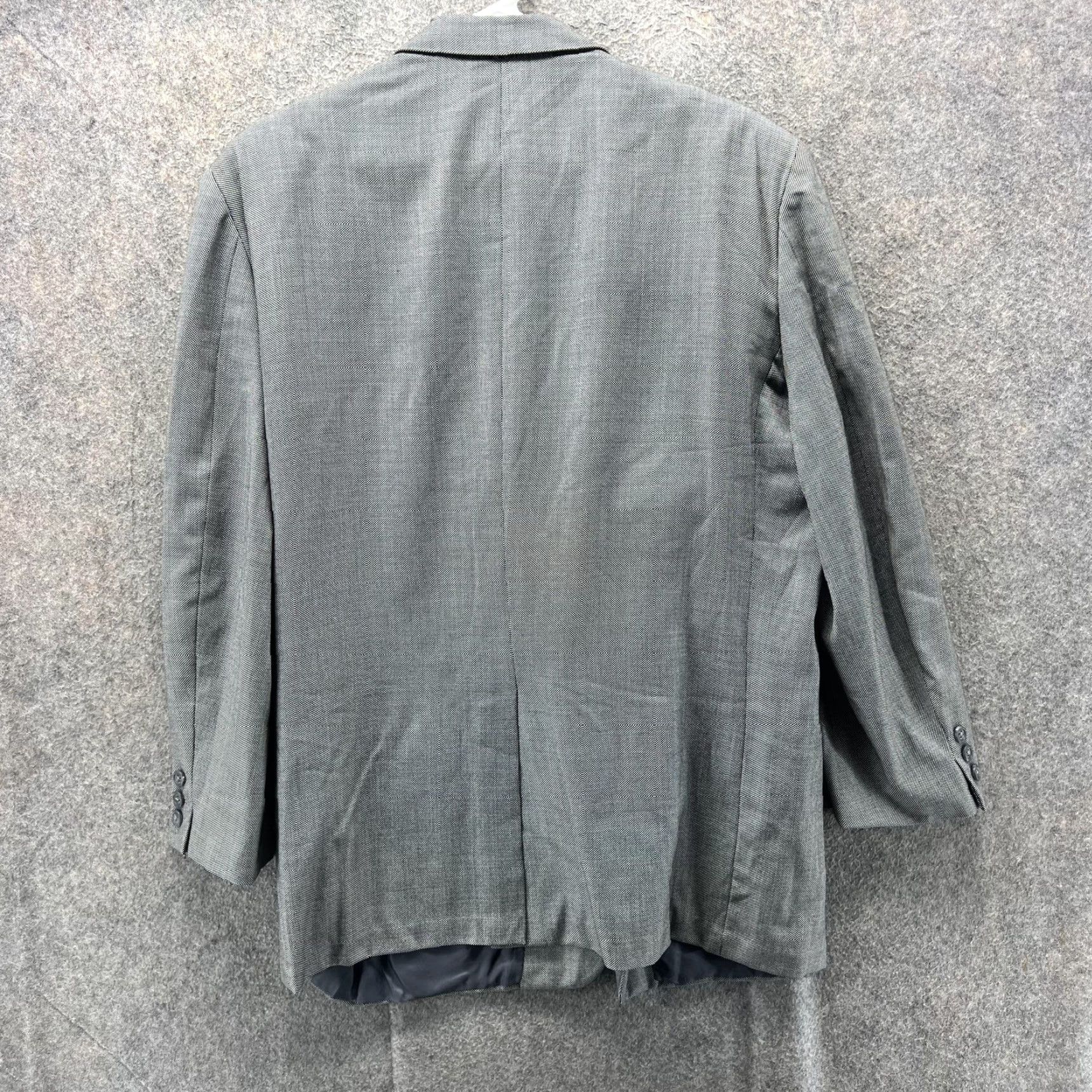 Vintage Hickey Freeman Blazer Mens 44 Gray Wool Check Classic Fit Two Button Sport Coat Size 44R - 2 Thumbnail
