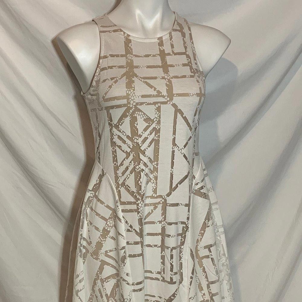 Apt. 9 Apt 9 White Sheer Overlay on Tan Mini Bodycon, XS Size XS / US 0-2 / IT 36-38 - 2 Thumbnail