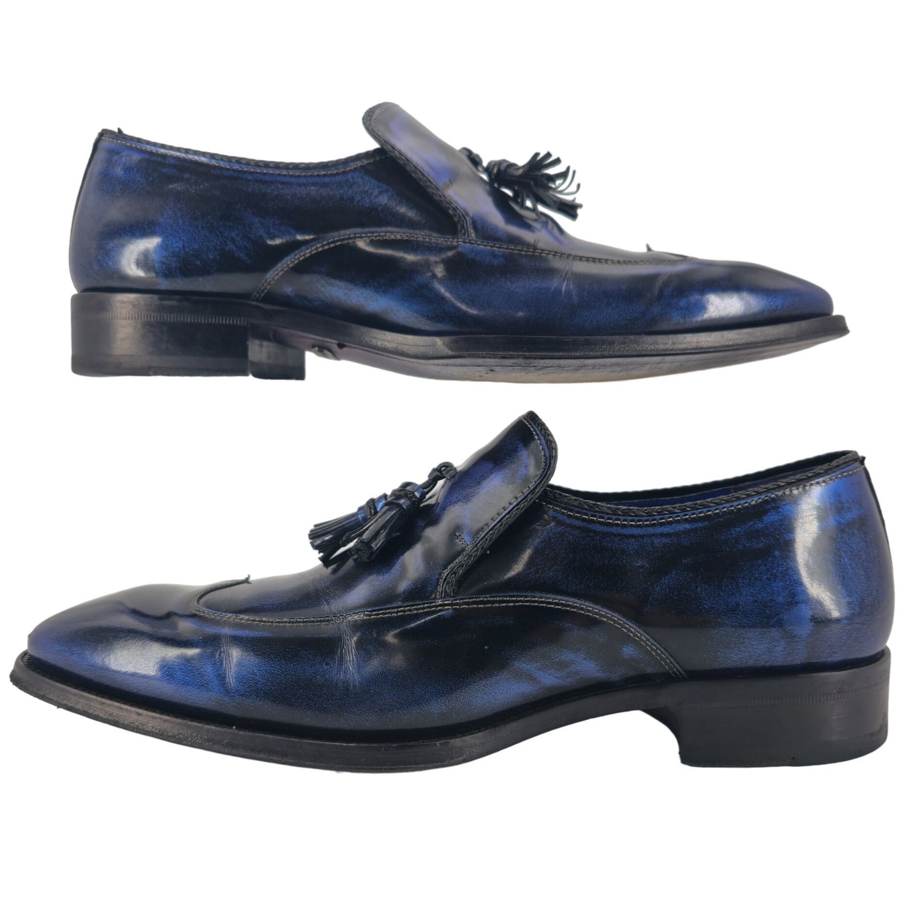 Mezlan Mezlan Custom Marbleized Blue Leather Dress Shoe 8.5 Wingtip Size US 8.5 / EU 41-42 - 6 Thumbnail
