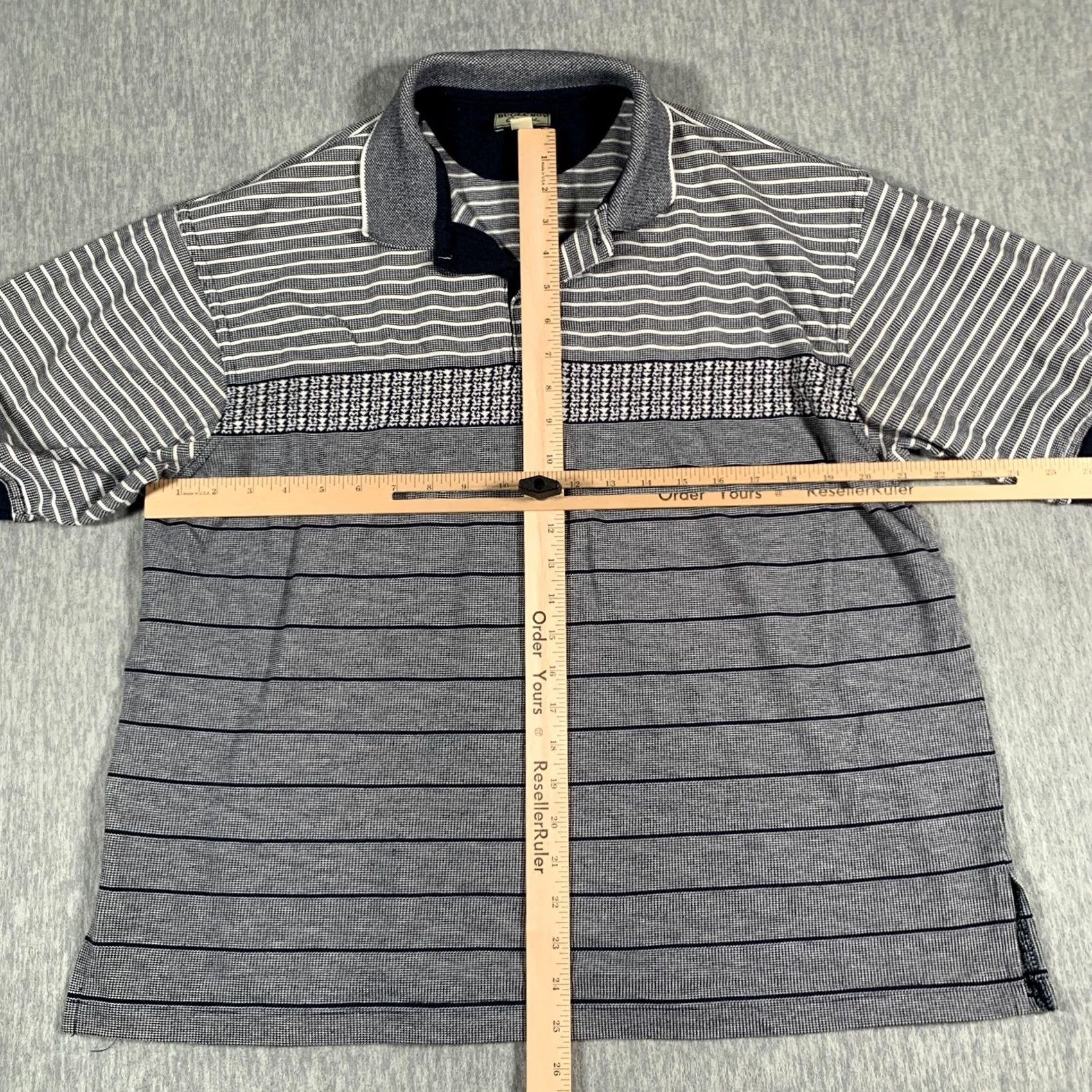 Bugle Boy VINTAGE Bugle Boy Polo Shirt Mens Large Gray Blue Stripe Knit Retro 90s Size US L / EU 52-54 / 3 - 5 Thumbnail