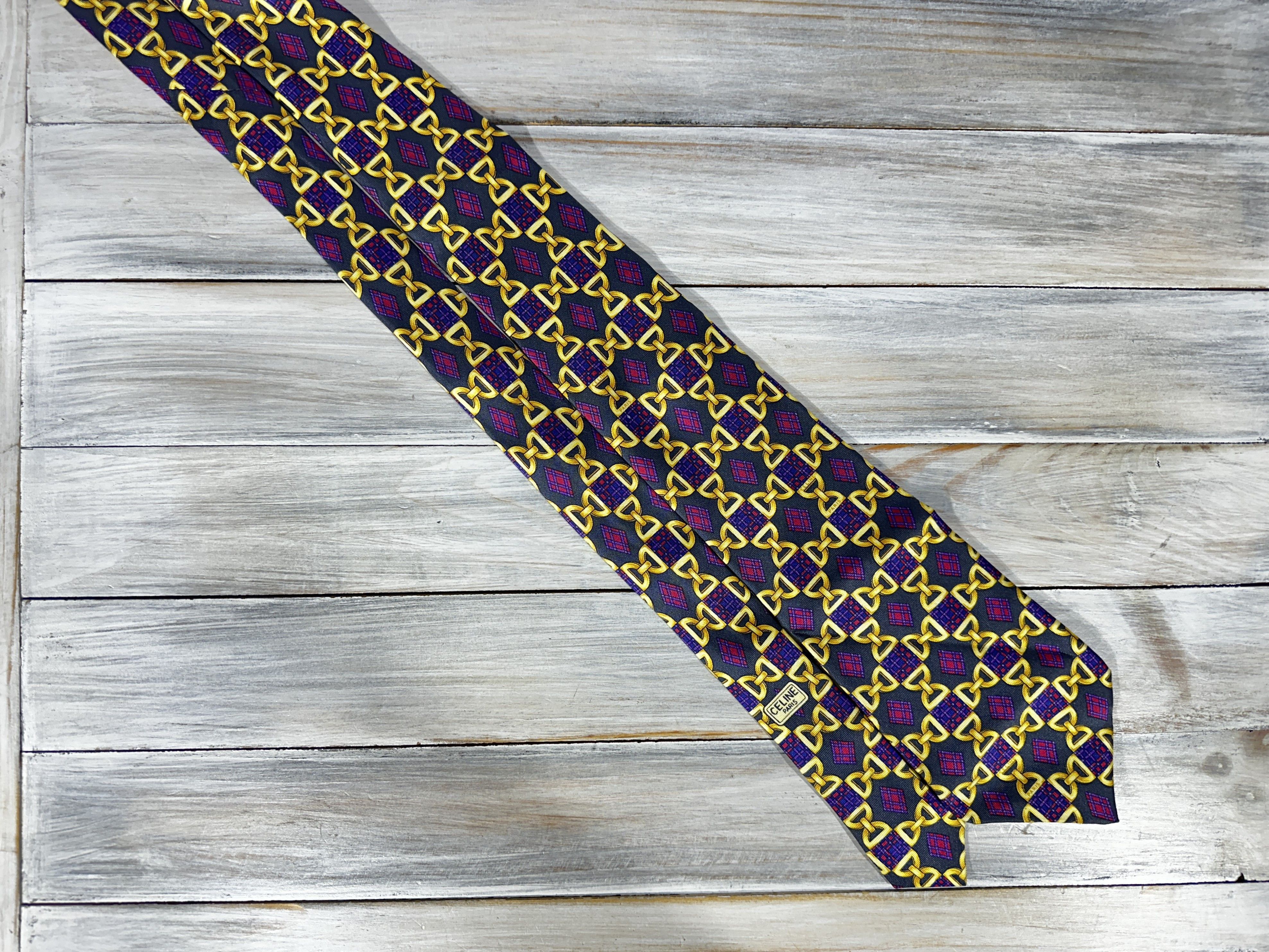 Celine CELINE Paris Silk Tie Handmade Chain Theme Made In Spain Size ONE SIZE - 12 Thumbnail