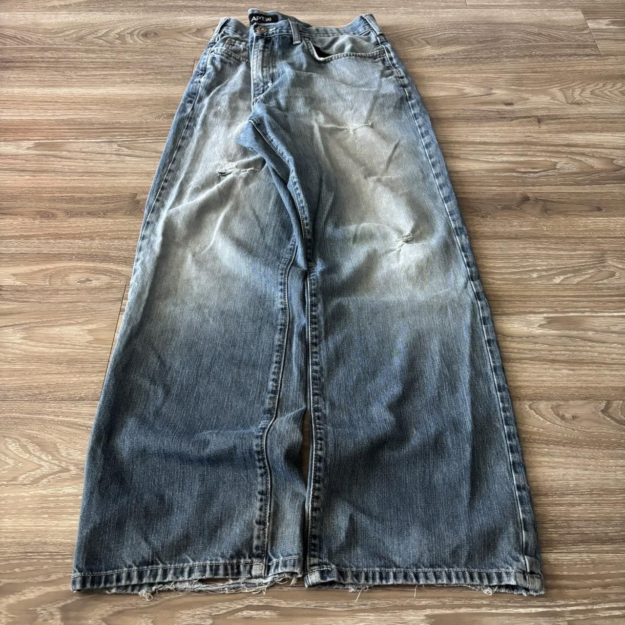 Japanese Brand Crazy Vintage Y2K/2000s Baggy Grunge Faded Wash Skater Denim Jeans! 36x32 Size US 35 - 3 Thumbnail