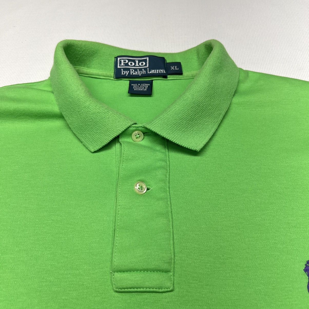 Polo Ralph Lauren × Vintage VTG Polo Ralph Lauren Polo Shirt Green Purple Short Sleeve Size US XL / EU 56 / 4 - 3 Thumbnail