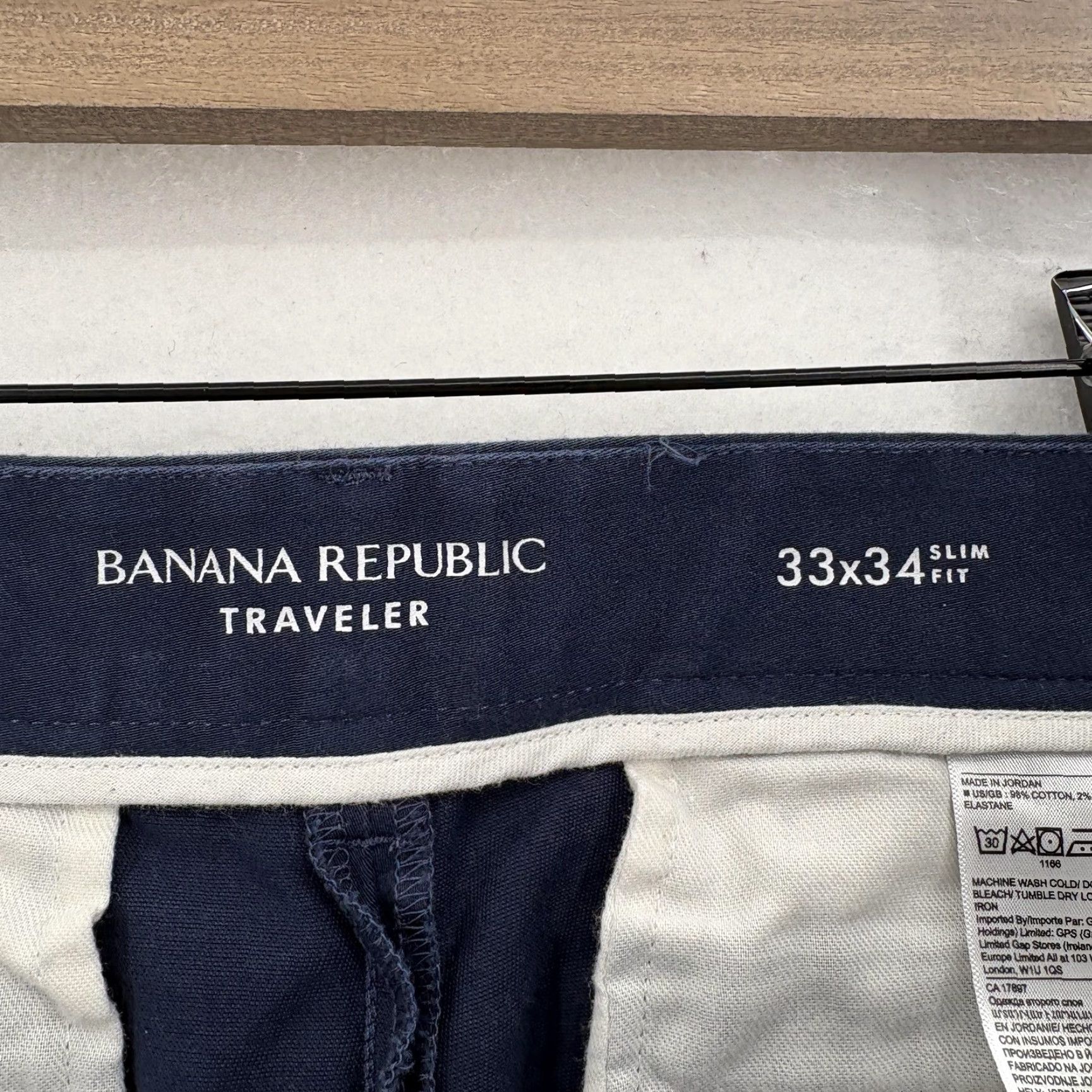 Banana Republic Banana Republic Pants Mens 33x34 Blue Slim Traveler Chino Stretch Casual Work Tapered Front Flat Naut Size US 33 - 4 Thumbnail