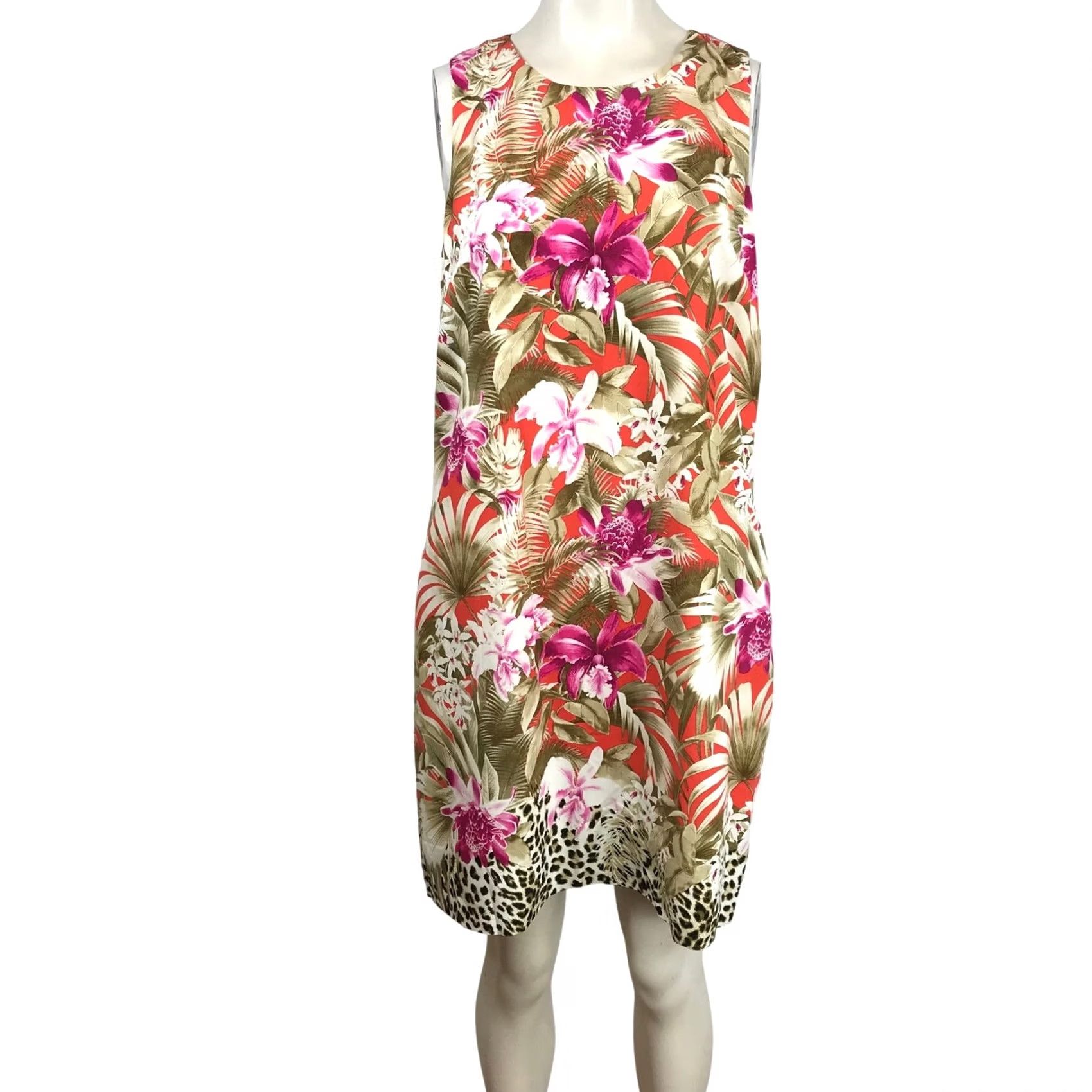 Tommy Bahama VINTAGE? No, but keep focus: Tommy Bahama Tropical Orchid Leopard Print Shift Dress Coral Small NWT Size S / US 4 / IT 40 - 2 Thumbnail