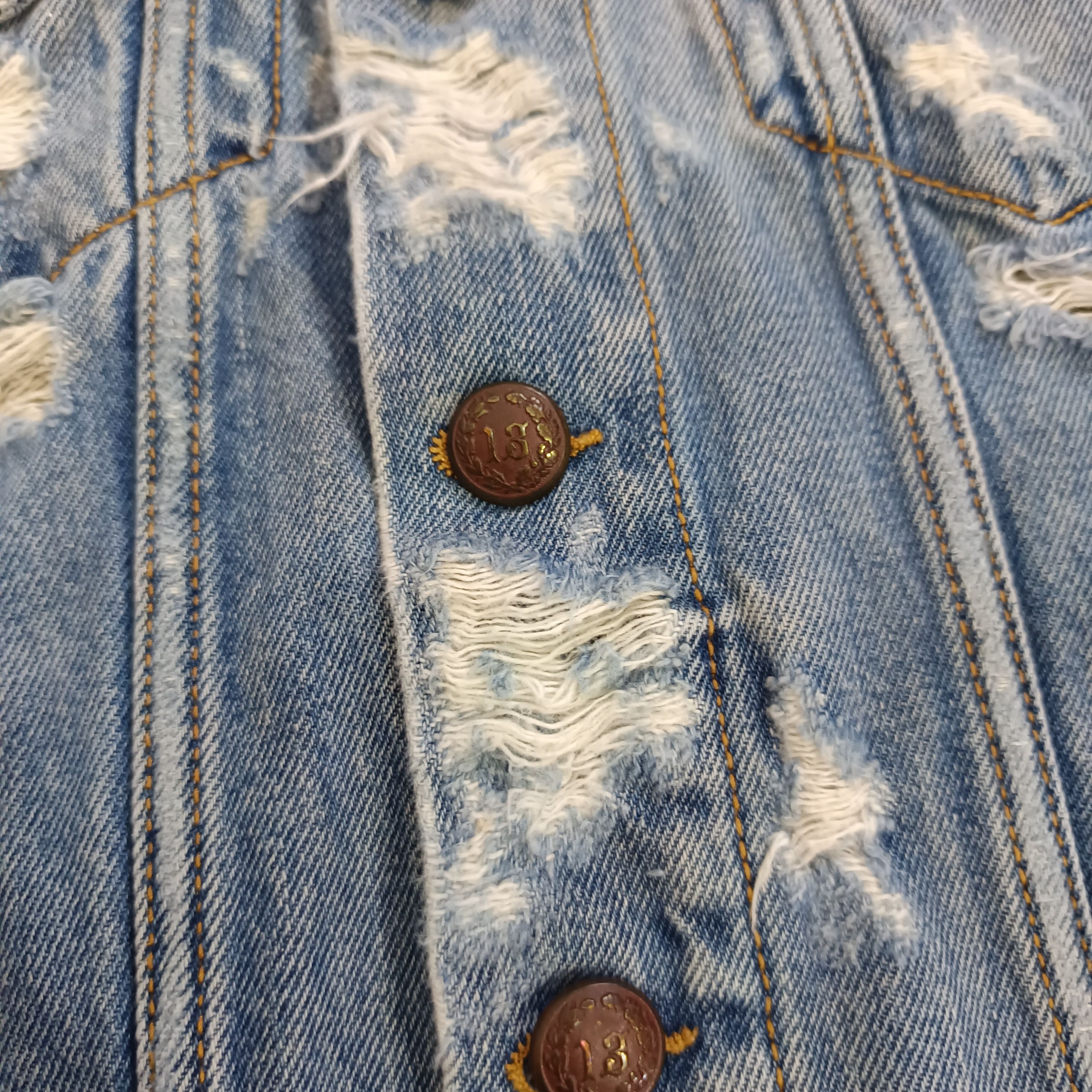 R13 R13 Distressed Trucker Jacket Size US XS / EU 42 / 0 - 5 Thumbnail