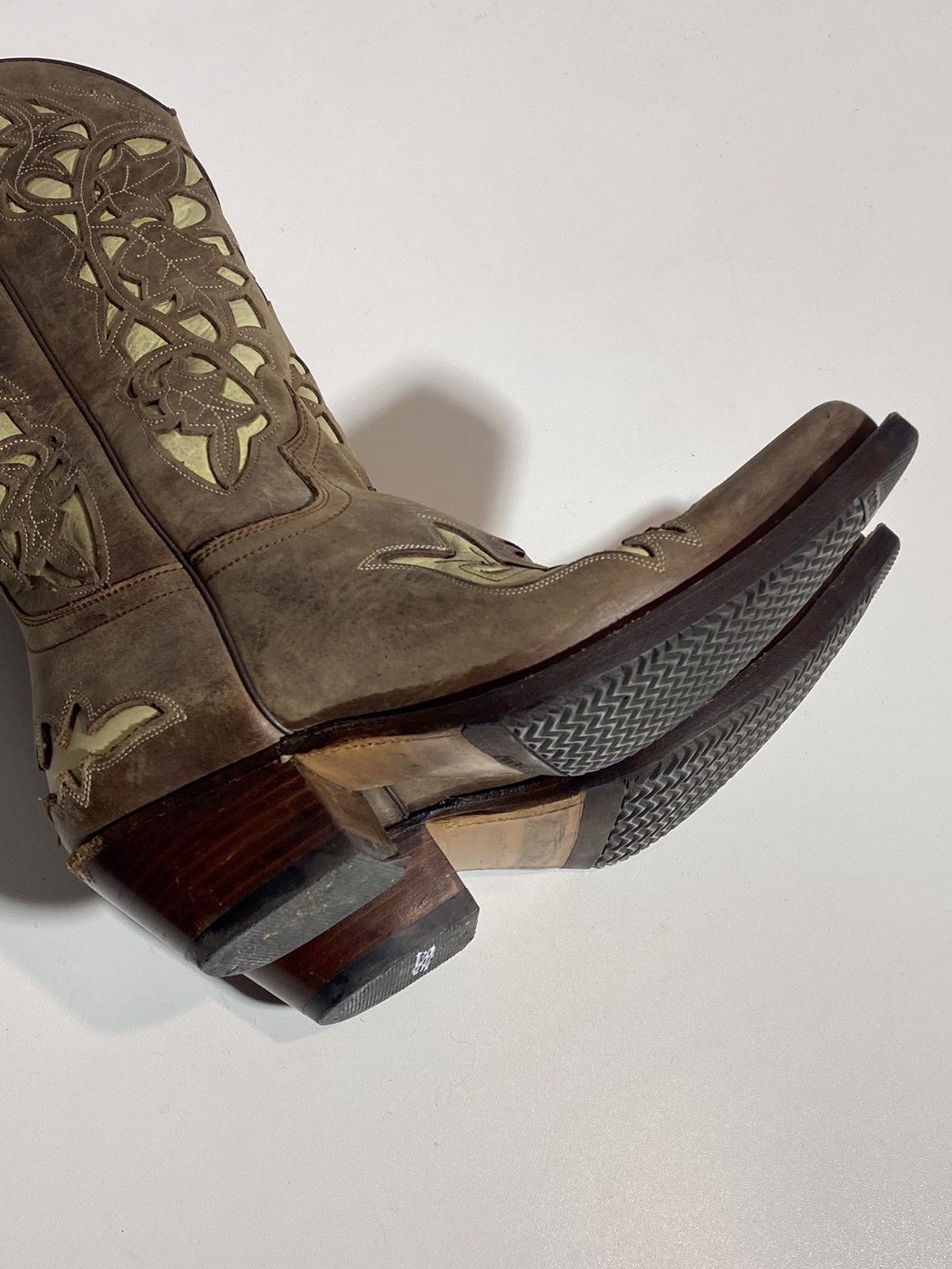 Genuine Leather × Vintage Vintage 00s Leather Cowboy Boots y2k Sancho Western Rodeo Size US 7 / IT 37 - 24 Thumbnail