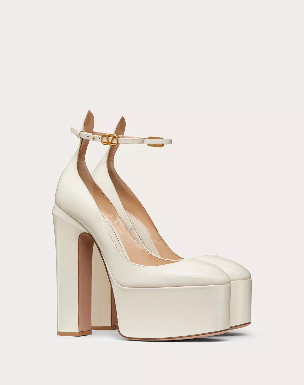 Valentino o1s1wg110625 Tan Go Platform Pump In Patent Leather in White Size US 9 / IT 39 - 2 Thumbnail