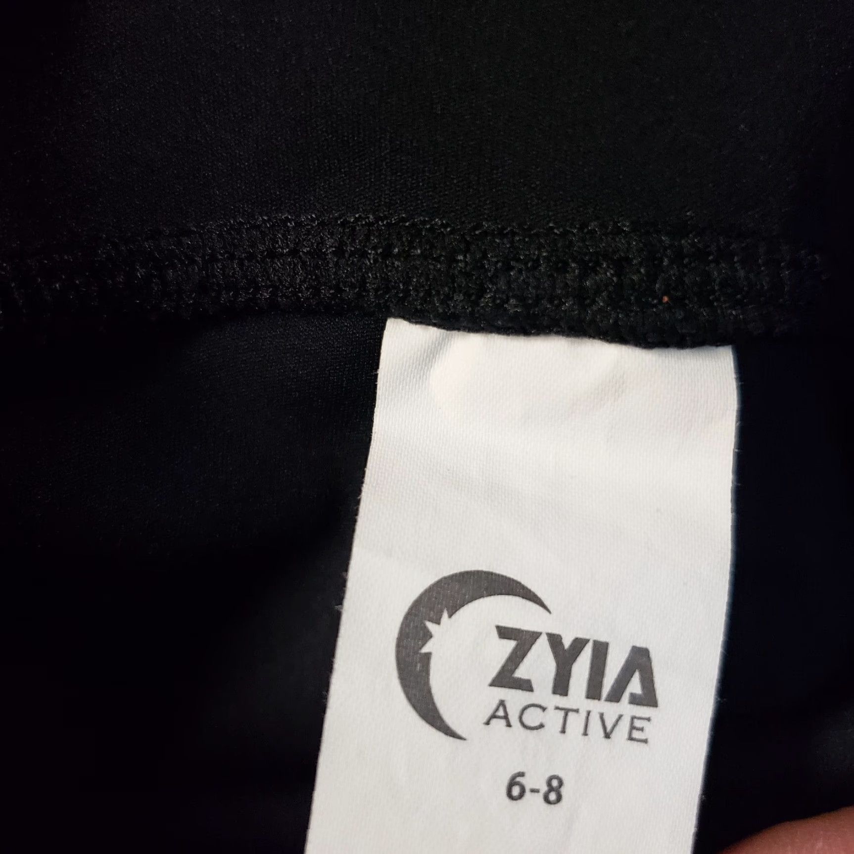 Vintage Zyia Womens Cropped Leggings Sz 6-8 Black Blue Mid Rise Leggings Womens Activewear Pull On 23.5 Inseam Size 28" / US 6 / IT 42 - 6 Thumbnail