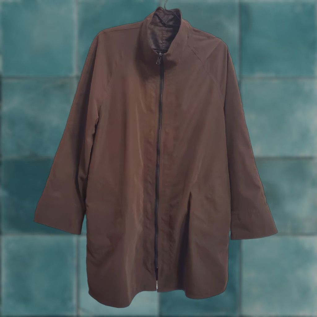Vintage VINTAGE Sackables Reversible Jacket Women L Brown Animal Print Full Zip Lightweight Bohemian Lagenlook Fall Spring Relaxed Womens Jacket Size L / US 10 / IT 46 - 1 Thumbnail