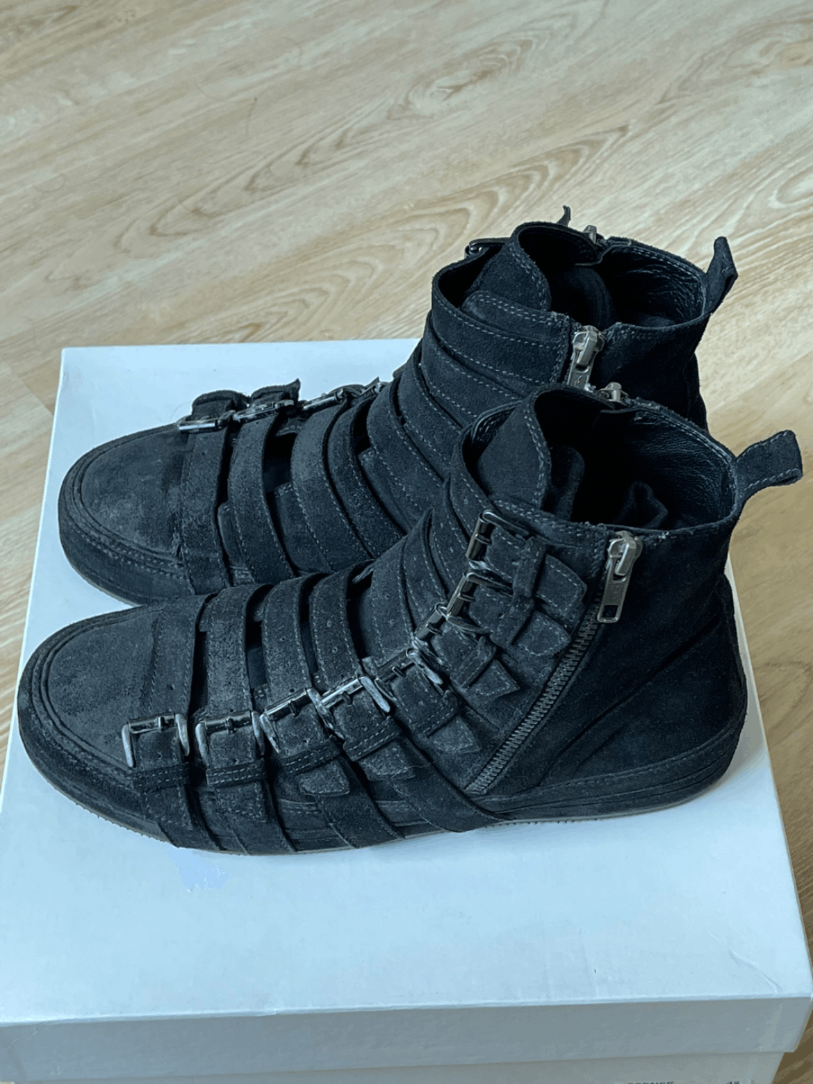 Pre-owned Ann Demeulemeester Multi Buckle Hi-top Sneaker In Black