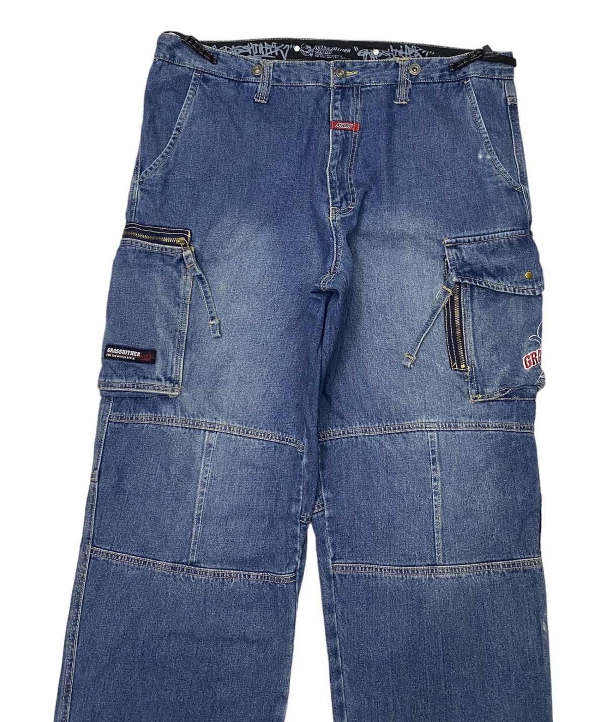 JNCO VINTAGE MARK GRASSHITHER STREETWEAR BAGGY DENIM CARGO JEANS Size US 40 / EU 56 - 5 Thumbnail