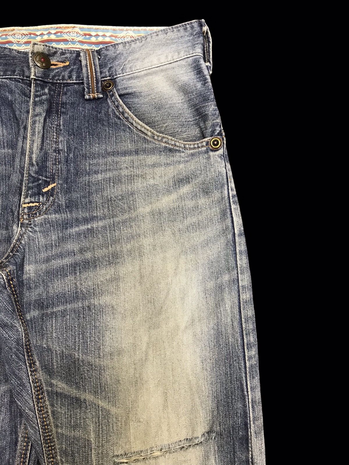 Edwin 💥EDWIN 435XVS STONE WASH DISTRESSED DENIM F342 Size US 31 - 3 Thumbnail
