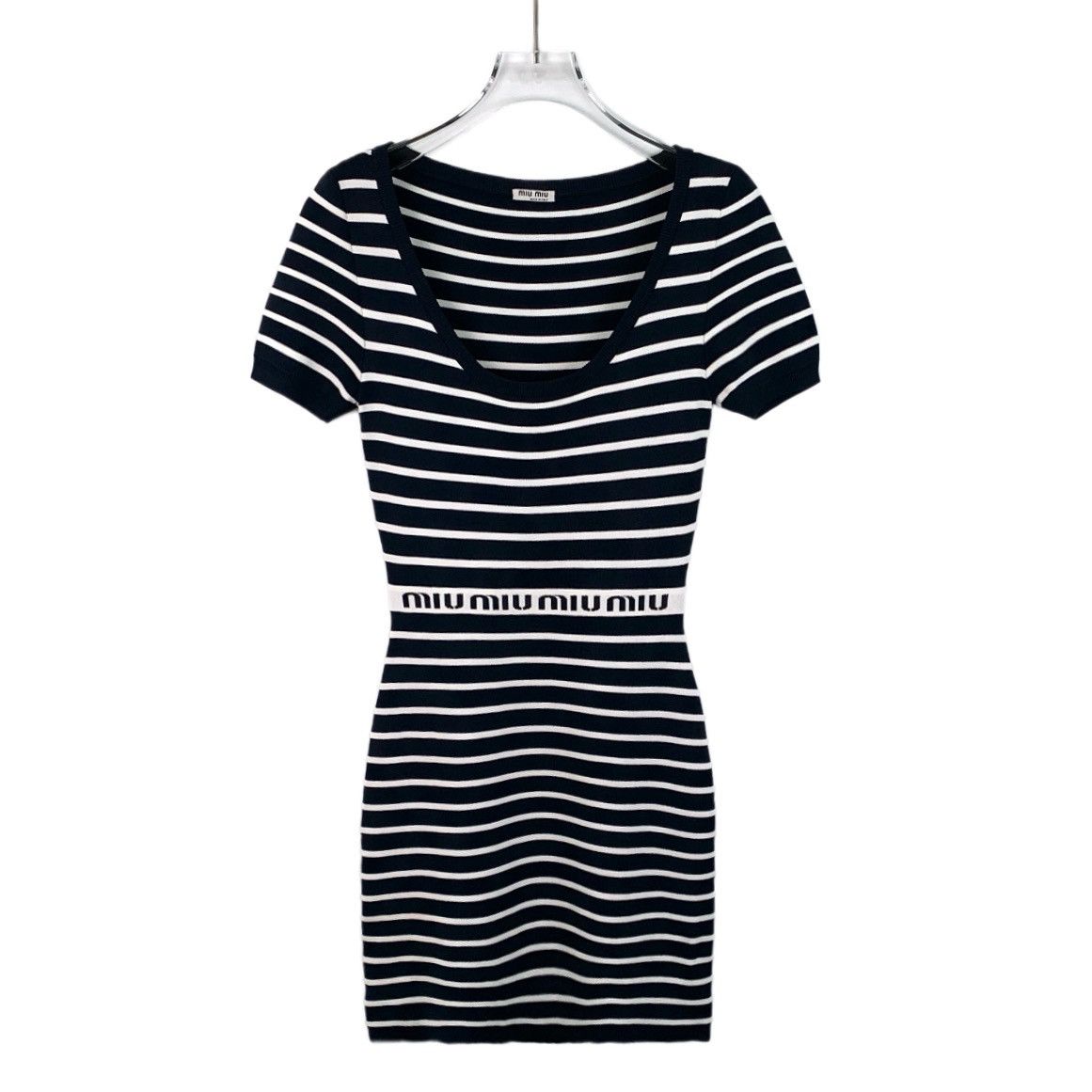 Miu Miu Miu Miu Colorblocked Striped Monogrammed Appliqué Knit Dress Size XS / US 0-2 / IT 36-38 - 1 Thumbnail