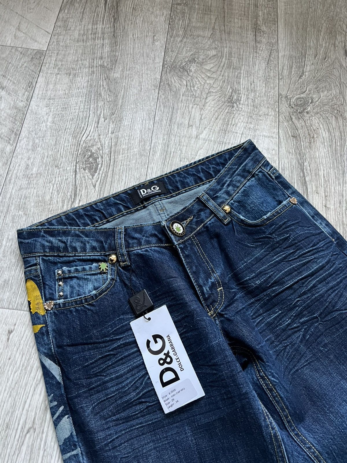 Dolce & Gabbana NEW! Crazy Vintage Dolce Gabbana Big Logo Flared Y2k Jeans Size 29" - 10 Thumbnail