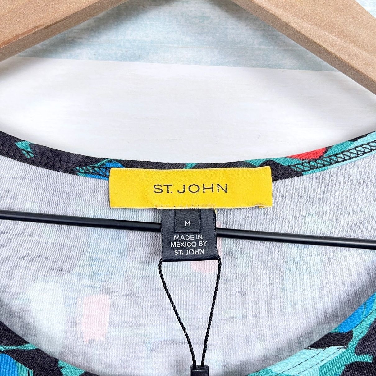 Other ST JOHN Brushstroke Jersey Top Black Green Womens M Size M / US 6-8 / IT 42-44 - 5 Thumbnail