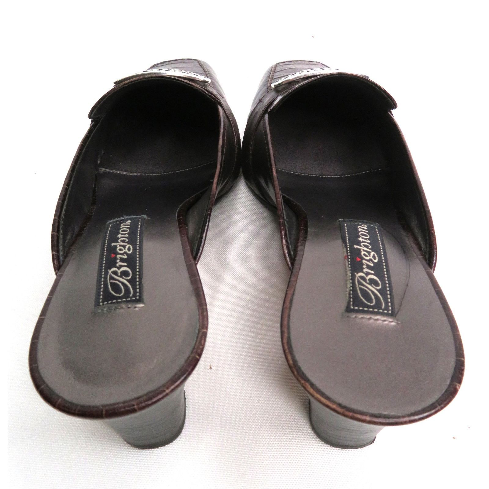 Brighton New BRIGHTON Steph Brown Croc Embossed Leather Mules Sz 7.5 Size US 7.5 / IT 37.5 - 9 Thumbnail