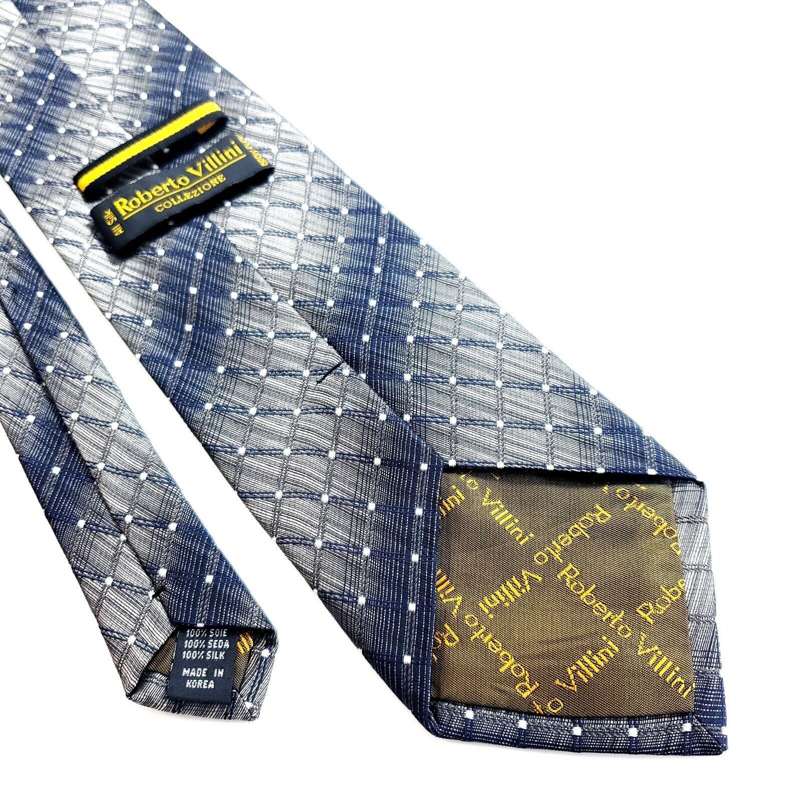 Robert Villini Roberto Villini Collezione Gray Blue Woven Geometric Silk Ti Size ONE SIZE - 5 Thumbnail