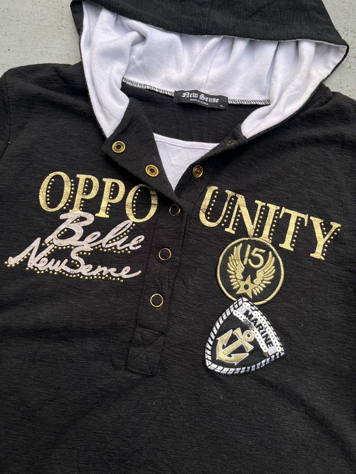 20471120 New Sense Poem Gold Gohtic Hoodie Punk Lgb Kmrii Y2K Size US S / EU 44-46 / 1 - 4 Thumbnail