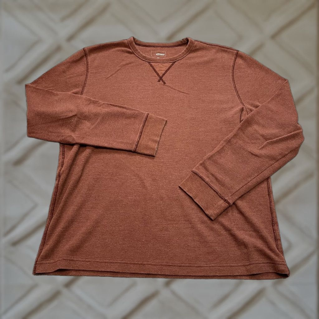 Vintage Sonoma Shirt Mens XL Long Sleeve Orange Thermal Solid Crew Neck Knit Size US XL / EU 56 / 4 - 1 Thumbnail