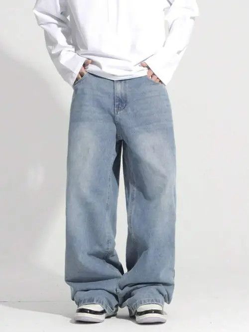 Jean Washed VINTAGE 90s baggy jeans pants Size US 34 / EU 50 - 1 Thumbnail