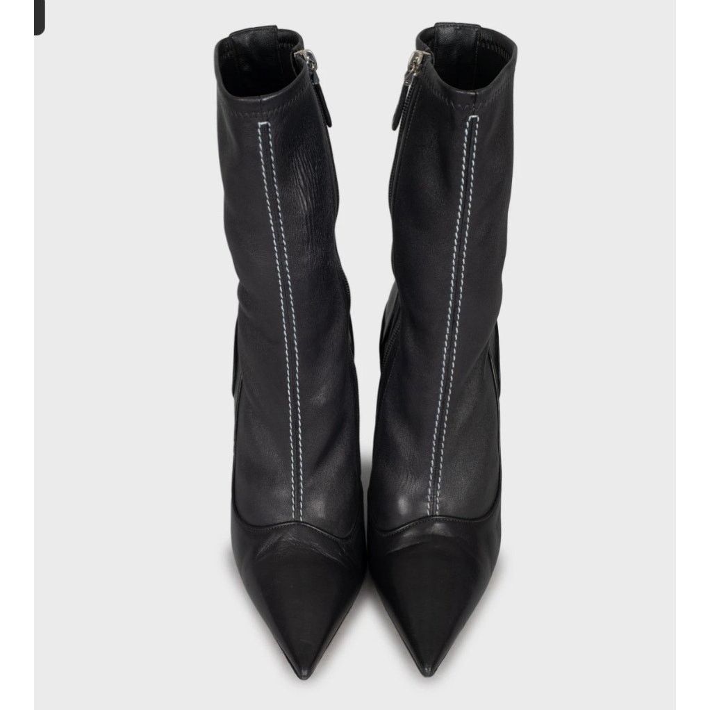Dior Christian Dior Black Leather Pointed Ankle Boots - EU 39.5 Size US 8.5 / IT 38.5 - 2 Thumbnail