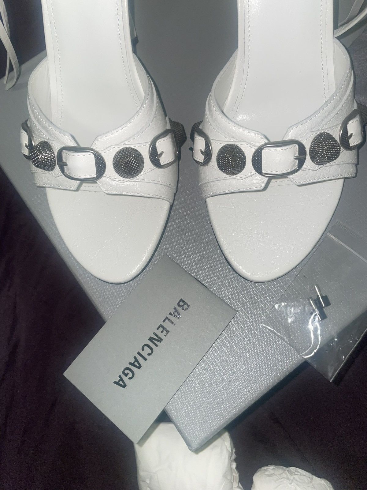 Balenciaga BALENCIAGA Women's Cagole 110mm Sandal in Optic White Size US 8 / IT 38 - 7 Thumbnail