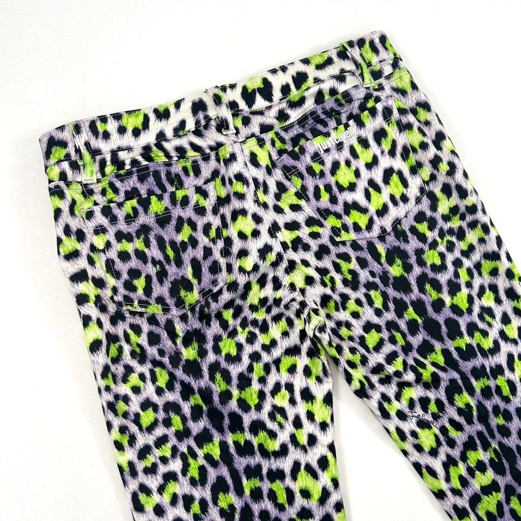 Just Cavalli y2k Cavalli white green and black leopard print jeans Size 31" - 5 Thumbnail