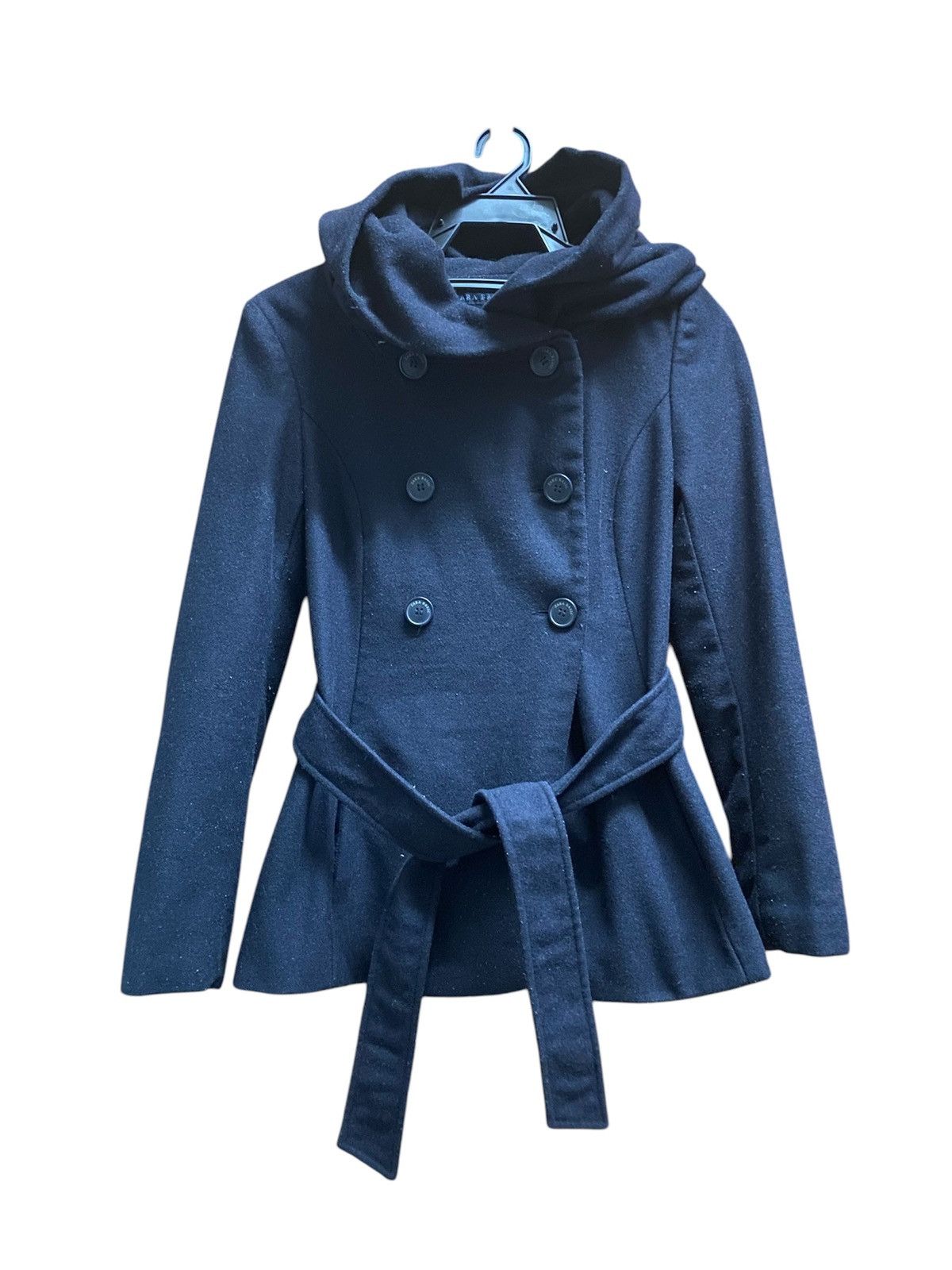 Designer × Zara Zara Basic Hoodie Double Breasted Blue Coat Size XS / US 0-2 / IT 36-38 - 1 Thumbnail