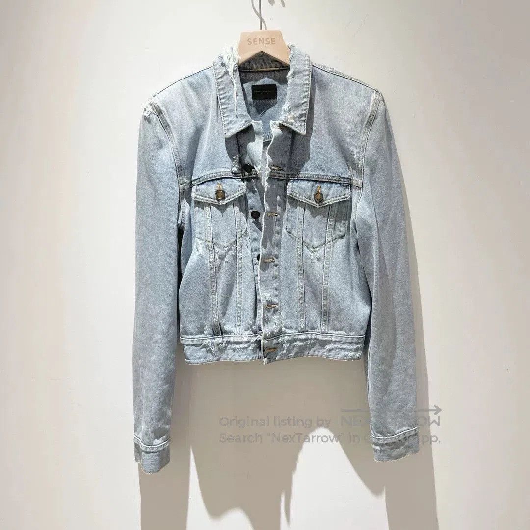 Saint Laurent Paris Saint Laurent Distressed Denim Jacket. Size L / US 10 / IT 46 - 1 Thumbnail