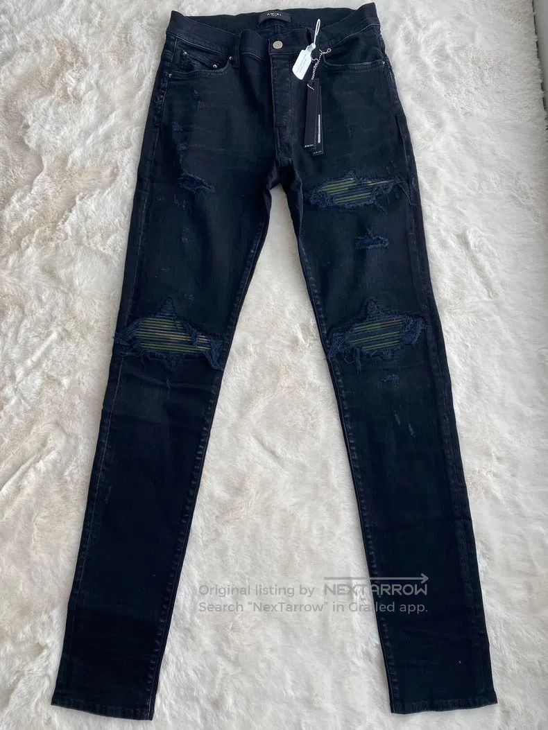 Amiri Amiri Size 32 Washed black camouflage patchwork MX1 jeans Size US 32 / EU 48 - 1 Thumbnail