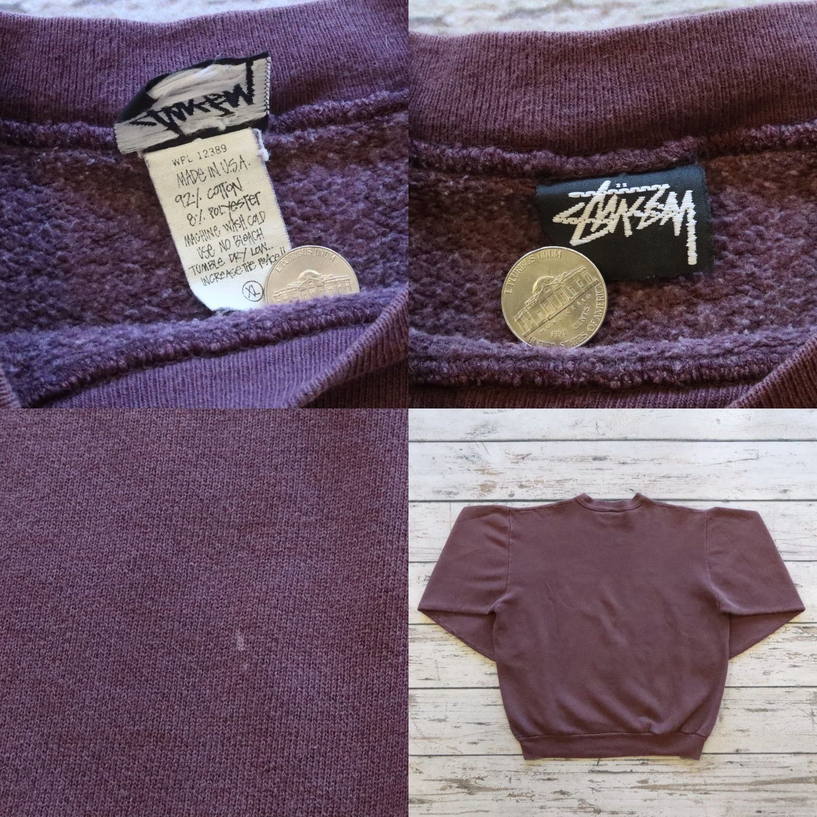 Vintage VINTAGE Stussy Sweatshirt Crewneck XL Purple Mens 90s Cotton Pullover Sweatshirt Size US XL / EU 56 / 4 - 9 Thumbnail