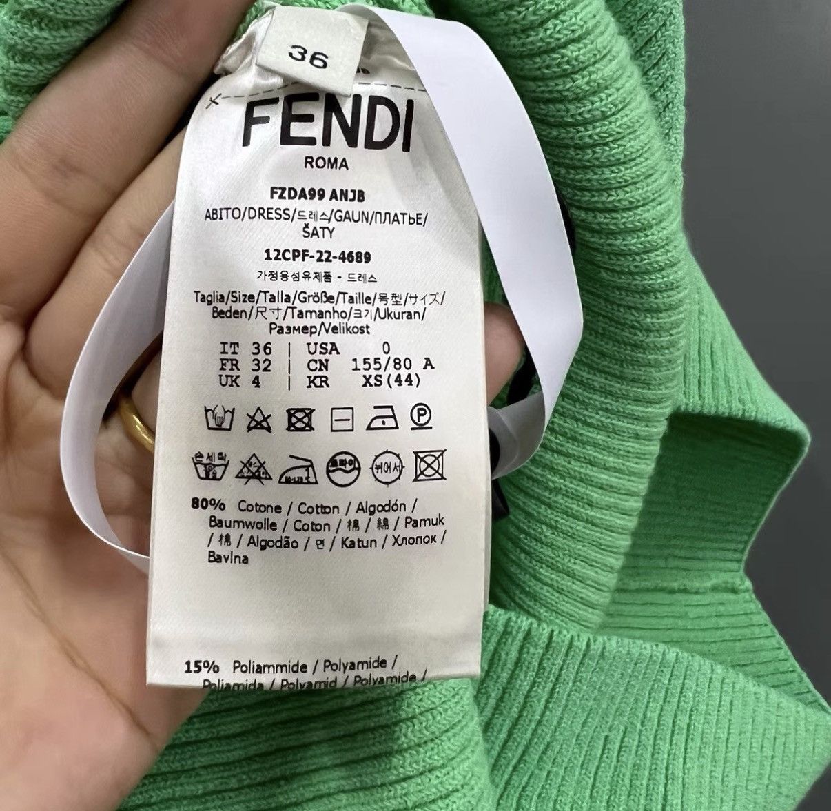Fendi Fendi Green Striped Slim-fit Knit Dress J41 Size XS / US 0-2 / IT 36-38 - 5 Thumbnail