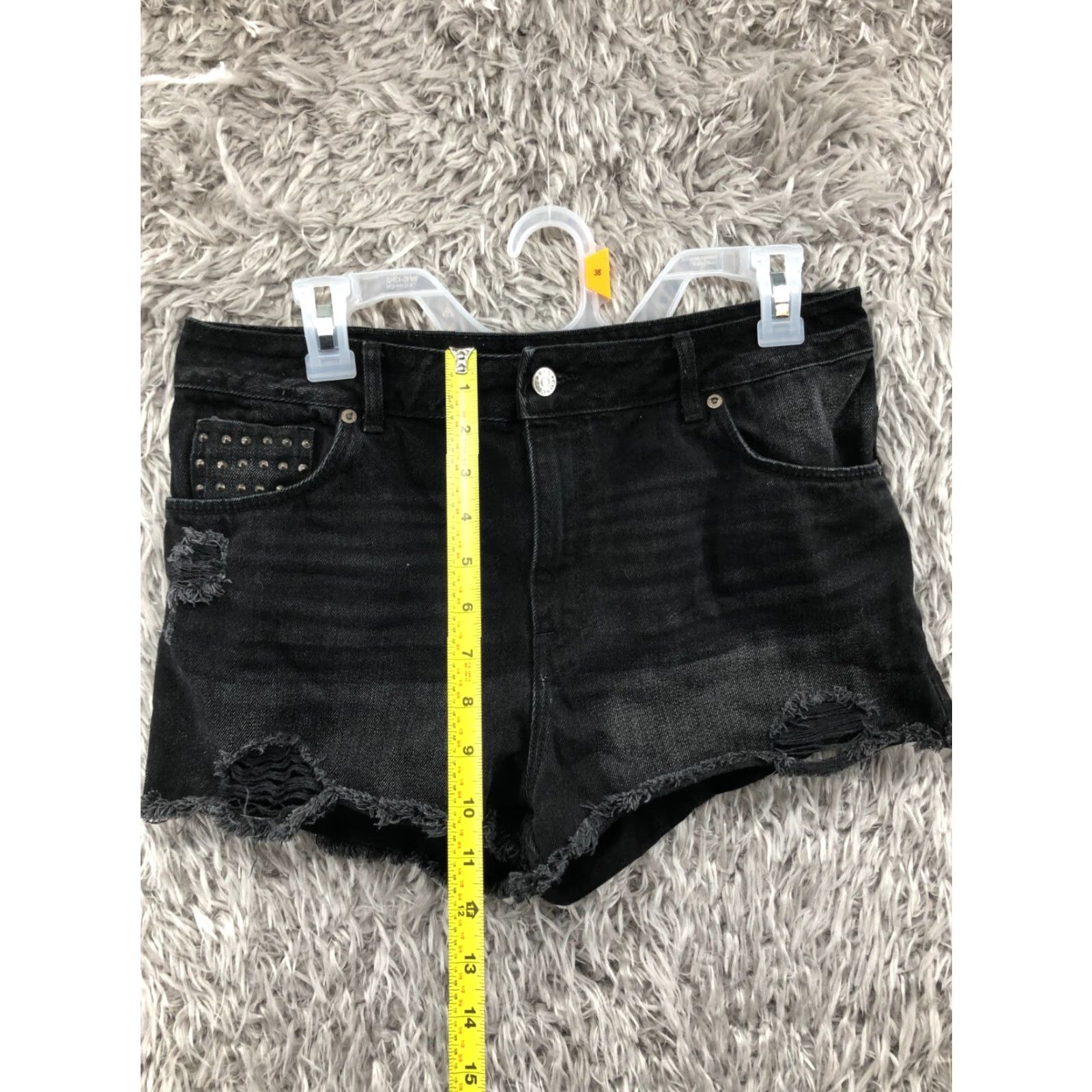 Denime Divided Denim Cut-Off Shorts Womens Size 10 Mid Rise Dark Black Wash Denim Jean Size 32" / US 10 / IT 46 - 3 Thumbnail