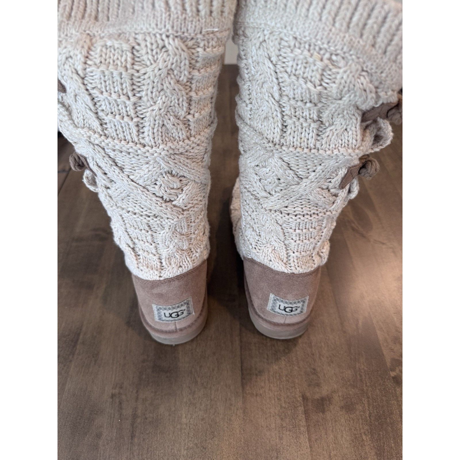 Ugg Ugg, Kalla Sock Creme Button Cozy Knit Argyle, Size 10 Size US 10 / IT 40 - 3 Thumbnail