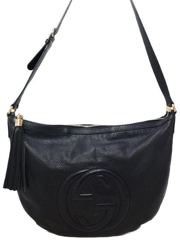 image of Gucci Soho Leather Black Shoulder Bag, Women's